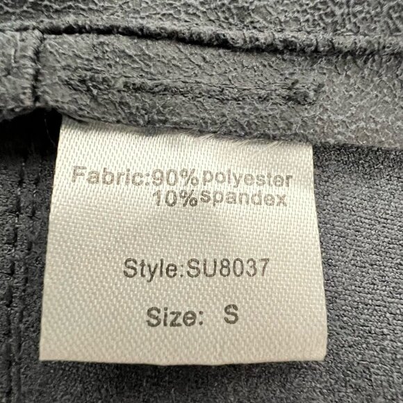 Elan Womens Open Front Jacket Gray Faux Leather Waist Length Flyaway Pockets S - Picture 12 of 12